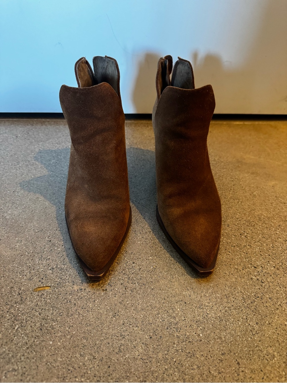 Vince Camuto Brown Suede Pointed-Toe Ankle Booties